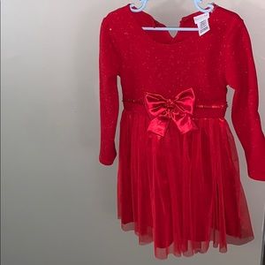 Girl 3/4 sleeve Red Holiday Dress